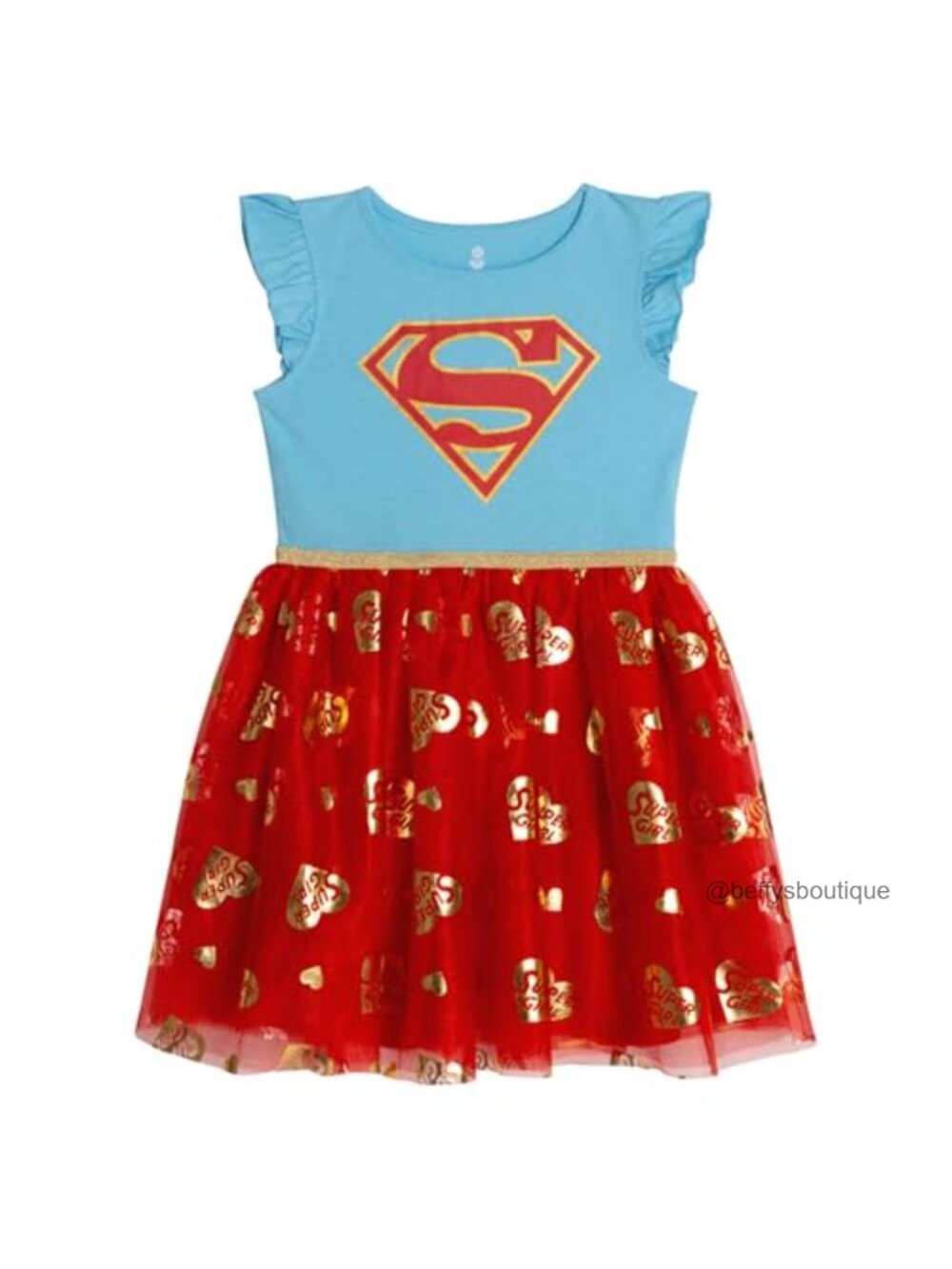 Girls Superhero Cosplay Tutu Dress with Tulle Skirt Cotton Blend Sleeveless